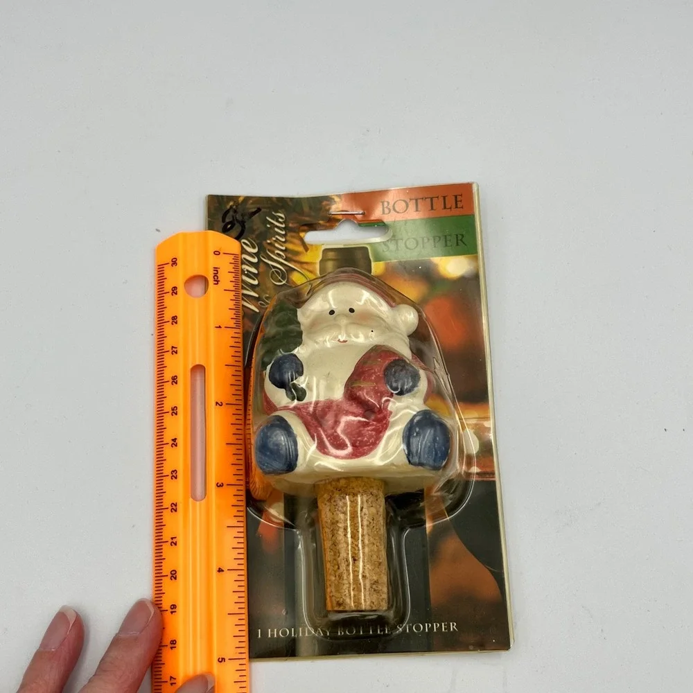 Holiday Santa Claus Ceramic Bottle Stopper Wine Spirits‎ Wrap Art New